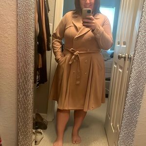 Torrid Beige brushed pointe double breasted Swing Trench Coat size 1x